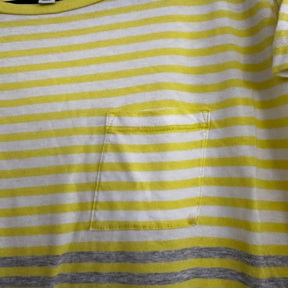 Women's Gap Cap Sleeve Medium Basic T Shirt Yellow White Grey Stripes. - Picture 9 of 10